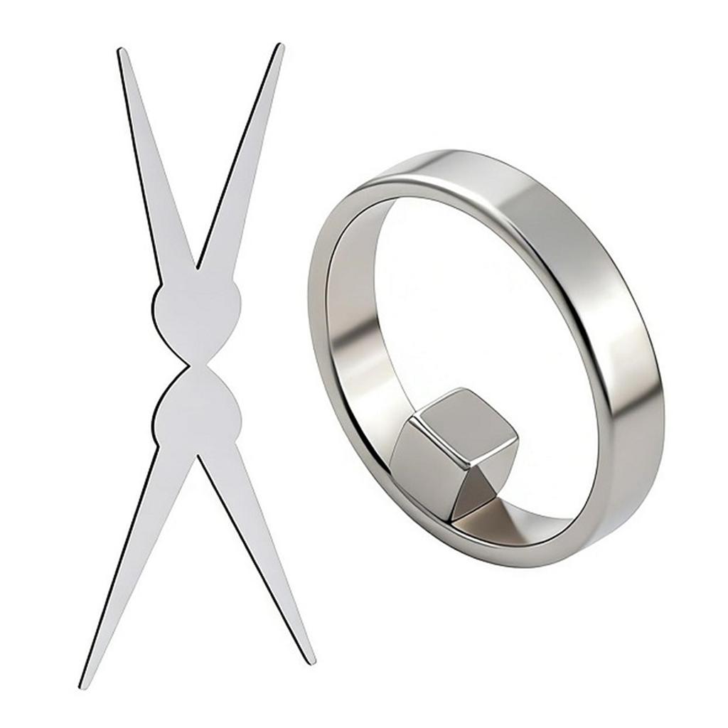2Pcs Ring-Shaped Cat Eye Magnet for Nails Hollow Cateye Magnet with Double-Head French Tip Tool for DIY Home Salon Studio