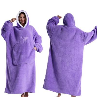 Winter Warm Fleece Hoodie Robe for Women Solid Color 140cm Oversized Blanket Sleeves Fleece Warm Hoodies Sweatshirts Giant TV Blanket Women Hoody Robe