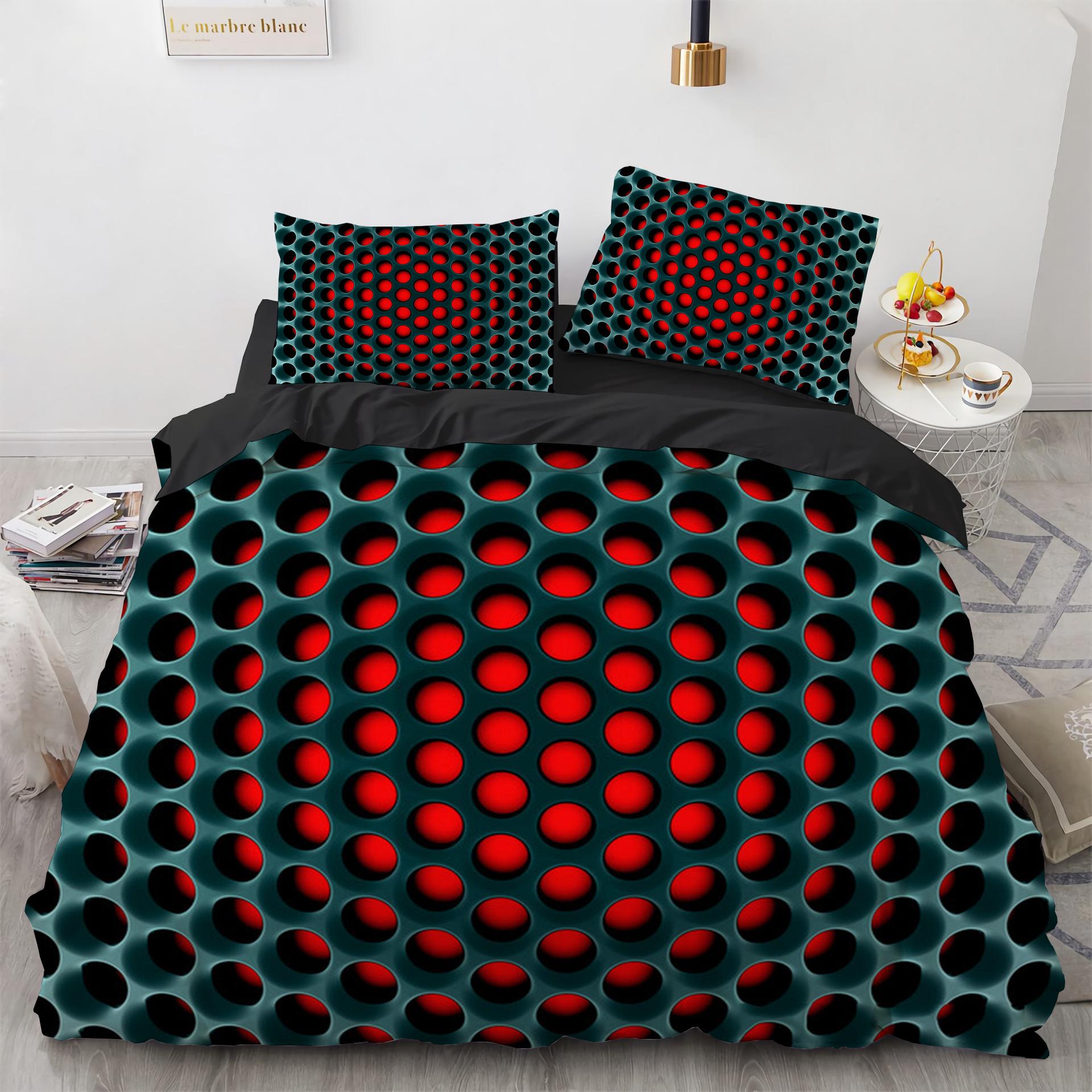 

Comforter 3D Honeycomb King Queen Solid Geometry Bedding Set For Teens Adult Psychedelic Abstract 2/3Pcs Polyester Comforter (quilt)-EU Single(135*200cm)3pcs
