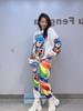 European & American Women's Autumn Round Neck Long Sleeve Hoodie and Pant Set with Rhinestone Print - Plus Size Available