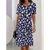 Summer Fashionable Casual Round Neck T-shirt Short Sleeved Mid Length Mini Dress Soft Comfortable Retro Versatile Party Loose 3D Printed Women's Dress