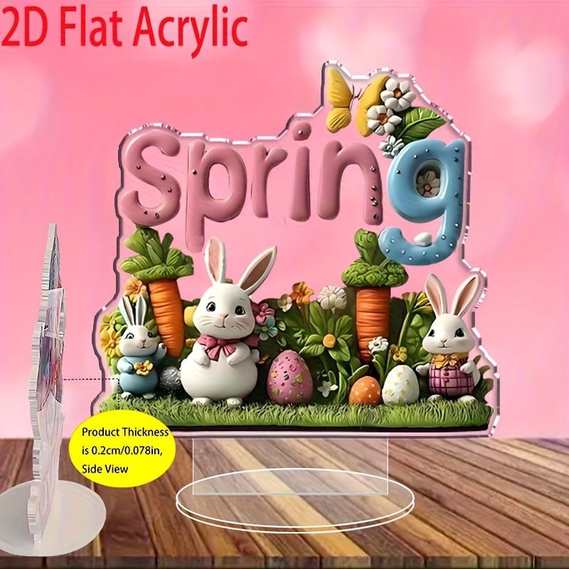 2D Flache Boho Fröhliche Osteratmosphäre Acryl Osterei und Hase Thema Schreibtischdekoration, Geeignet für Wanddekoration, Veranda, Zimmer, Villa, Akzente