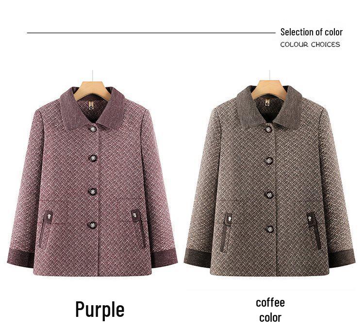 Spring Coat for Middle-Aged and Elderly Women, Lapel Design, Suitable for 60 to 80-Year-Olds, Ideal for Spring and Autumn