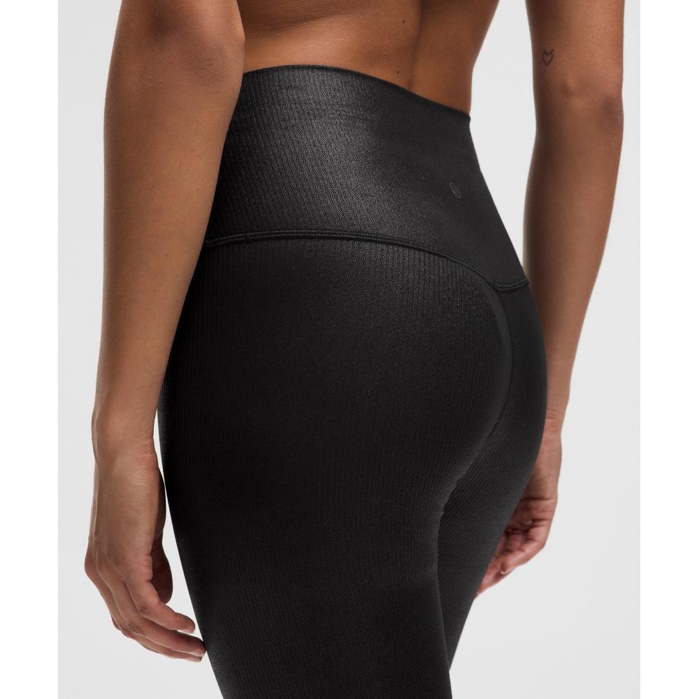 Lululemon Align  High Rise Ribbed Crop 23   Shine Radiate Foil Print Black