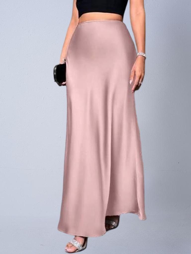 European & American Women's Imitation Silk Long Skirt, 2025 Spring/Autumn Collection