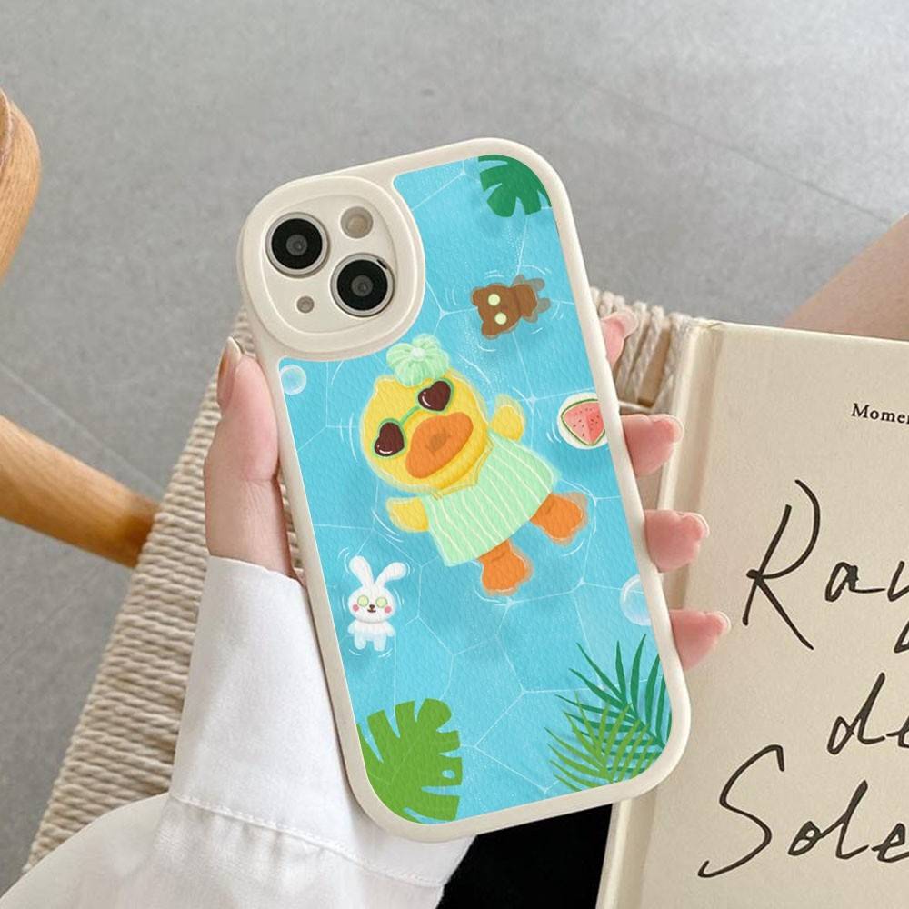 B-B Duck Anime Phone Case For IPhone 16 15 14 13 12 11 Pro Max Plus Shockproof Leather Cover