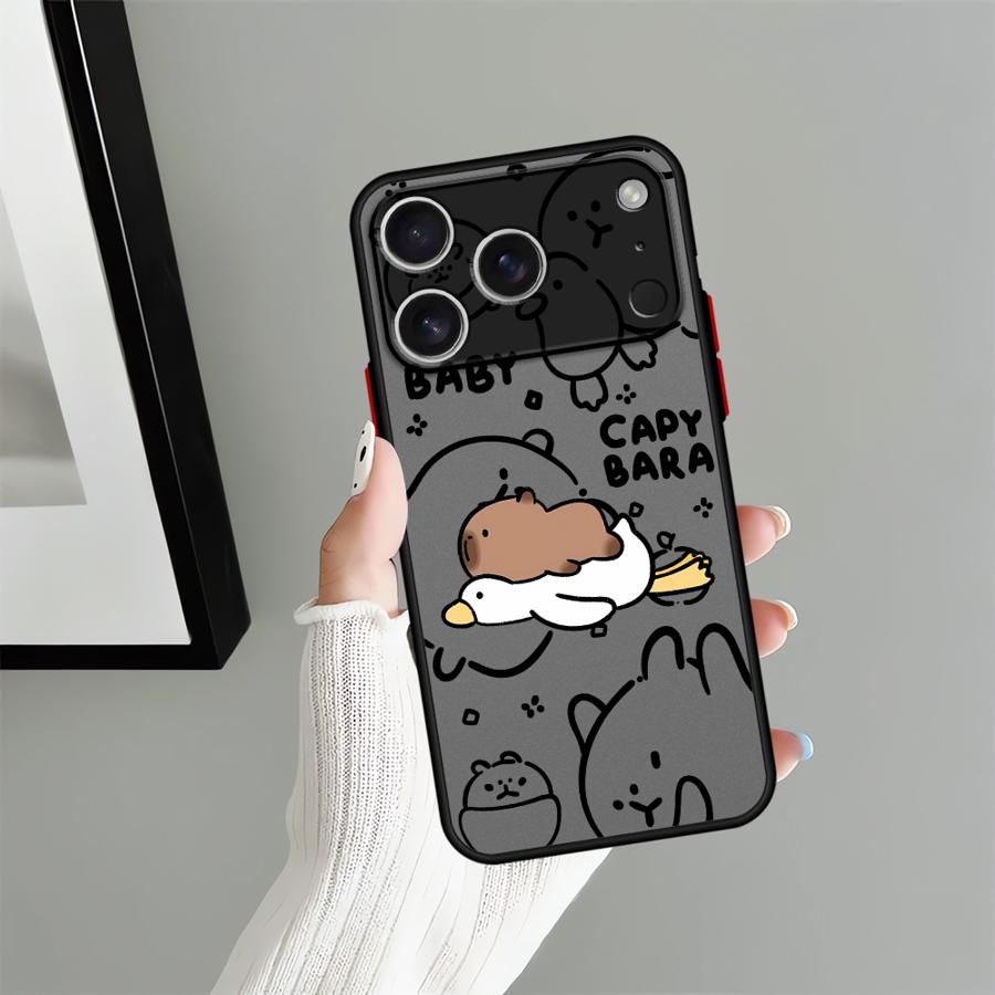 Case for iPhone 17 16 Pro Max 16e XS 13 Mini 14 17 Air 15 Plus 12 11 Back Phone Cover Cartoon Couple Goose