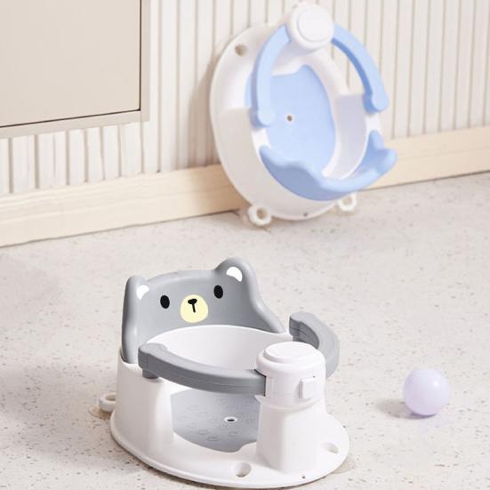 Badestuhl Cartoon-Tierdesign Baby-Sicherheitssitz mit Umrandung Anti-Rutsch-Boden Stützende Sitzhaltung Erhöhte Rückenlehne Badeutensil