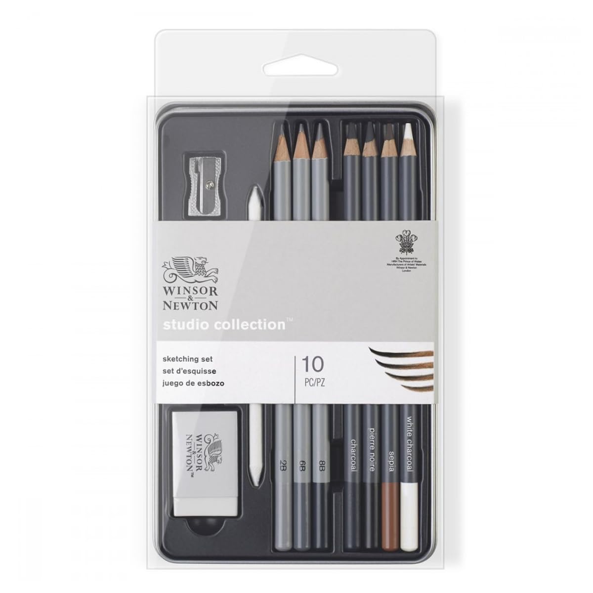 

Winsor & Newton Studio Collection Sketching Set, Artist Graphite & Charcoal (7 Pencils + 3 Pencils) 490010