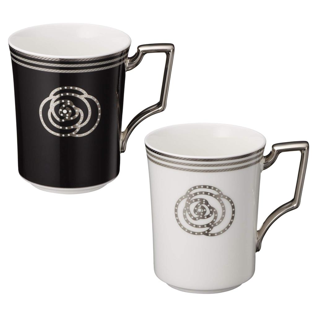 Noritake Mug Color Pair 295cc Aidan 2 Pieces Bone China (changeable Set) White/Black P93655/4867-12