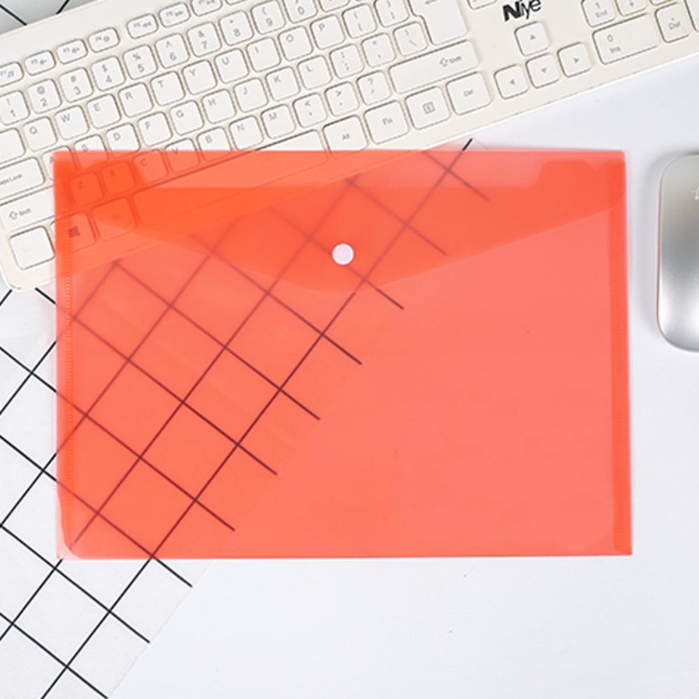 1Pcs with Snap Button A4 Binder Pocket Clear Plastic Document Files Folders Transparent Envelope Popper Wallets