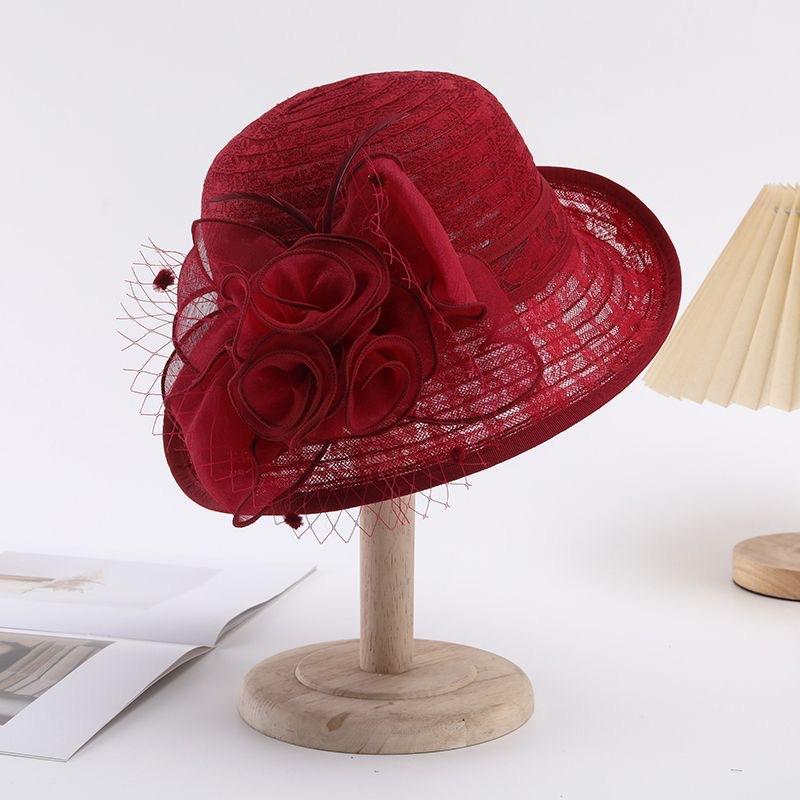 Summer lace breathable sun hat women's mesh flower pot hat sun hat fashion versatile crimped top hat