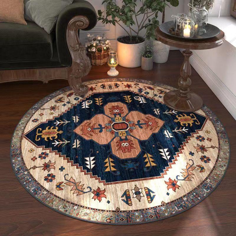 Retro Circular Carpet Home Bedroom Living Room Sofa Coffee Table Room Thick Floor Mat Carpet Chair Mat
