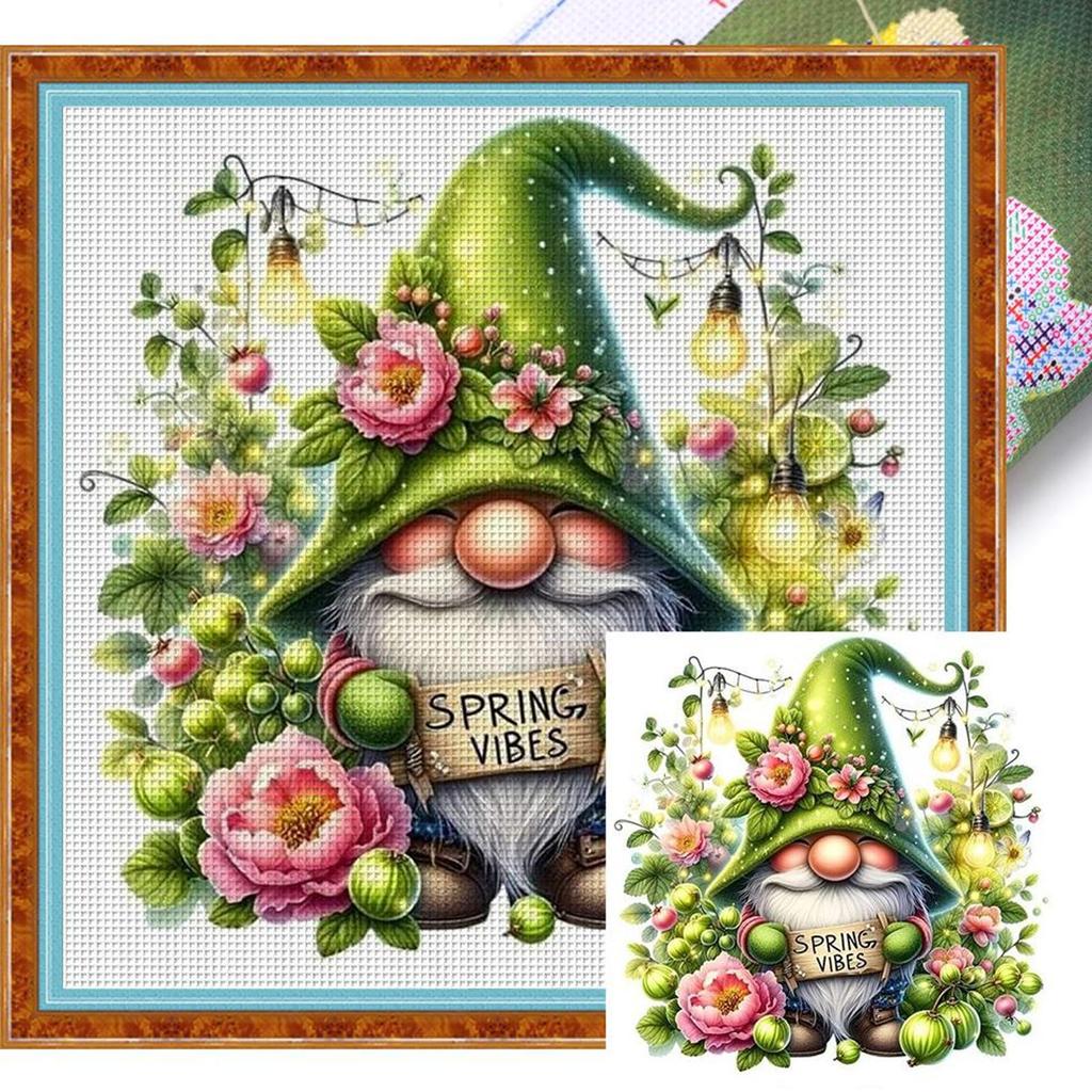 Full Embroidery Cotton Thread 11CT Printed Gnome Cross Stitch Kit Art