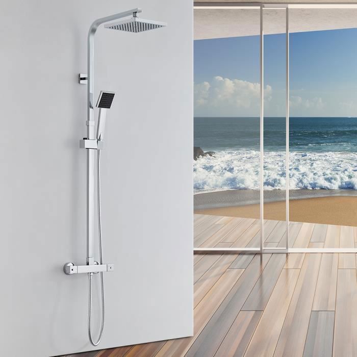Shower Column - Auralum - Thermostatic Mixer - Adjustable Height - 2 Jets To Choose from - 2-year Warranty