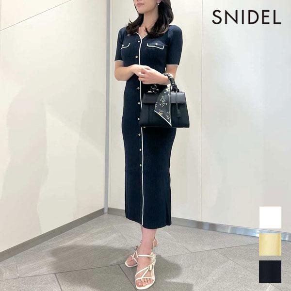 SNIDEL Dress 26 Spring/Summer Front Button Knit Dress Short Sleeve Maxi Length I Line swno261158