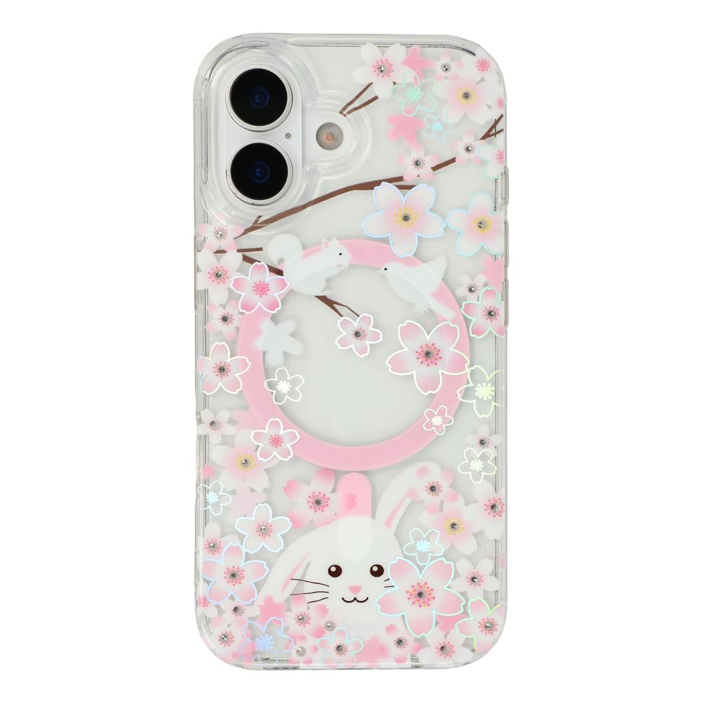 For iPhone 17 Case Compatible with MagSafe Embedded Rhinestones IMD Pattern TPU PC Phone Back Cover