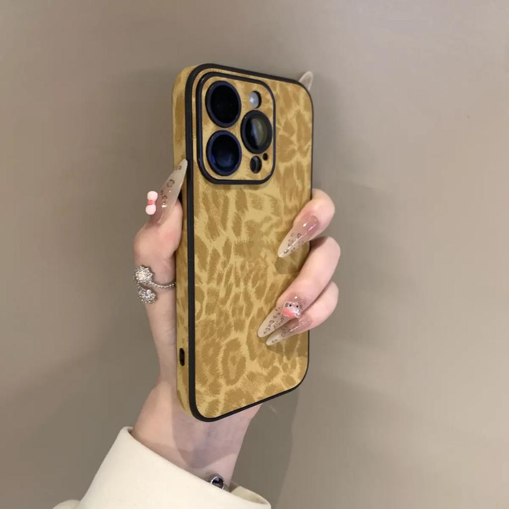 Leopard Print Leather Pattern Mobile Phone Case Suitable for IPhone 16 Protective Case 15promax Apple 15 with Lens Film
