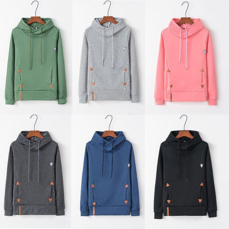 Womens Soft And Comfortable Long Sleeve Hooded Hoodies With Pure Color Sport Coat
