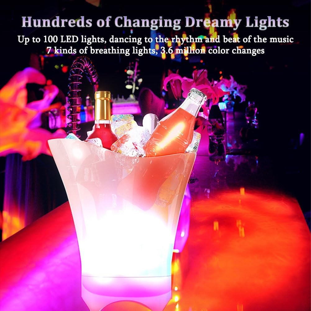 LED Ice Bucket with Bluetooth Speaker, Lighted Large Ice Bucket for Parties, Portable LED Liquor Bucket with Speaker, Beverage Tubs for Champagne