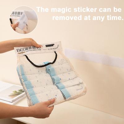 1/2 Pezzi Borsa a Rete Adesiva da Parete con Nastro Biadesivo Organizer Porta Sacchetti di Plastica per Rifiuti Casa Cucina Busta per Conservazione Spesa