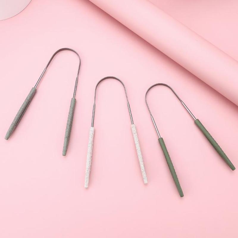 1PCS Stainless Steel Tongue Scraper Fresh Breath Cleaning Coated Tongue Toothbrush Oral Hygiene U-shaped Metal Tongue Scraper
