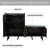 Modern Shoe Bench with Black Walnut Wood, Shoe Cabinet, Equipped with Four Storage Doors, Asymmetric Metal Handles, W120/D34/H82