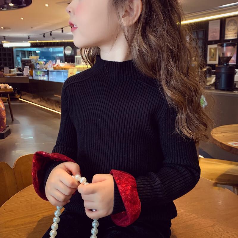 Girls  Winter High-Neck Knit Base Layer Sweater 120cm
