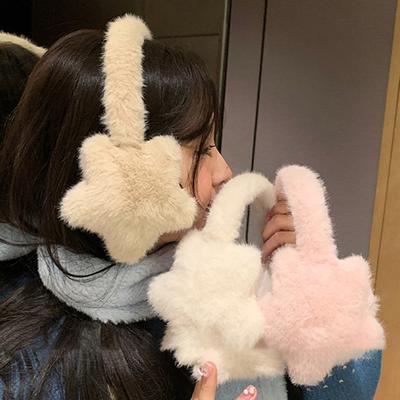 Kadın Kulaklık Yıldız Tasarımı Düz Renk Rüzgar Geçirmez Soğuğa Dayanıklı Dış Mekan Sürüş Kulaklığı Ayarlanabilir Kışlık Kulak Isıtıcıları