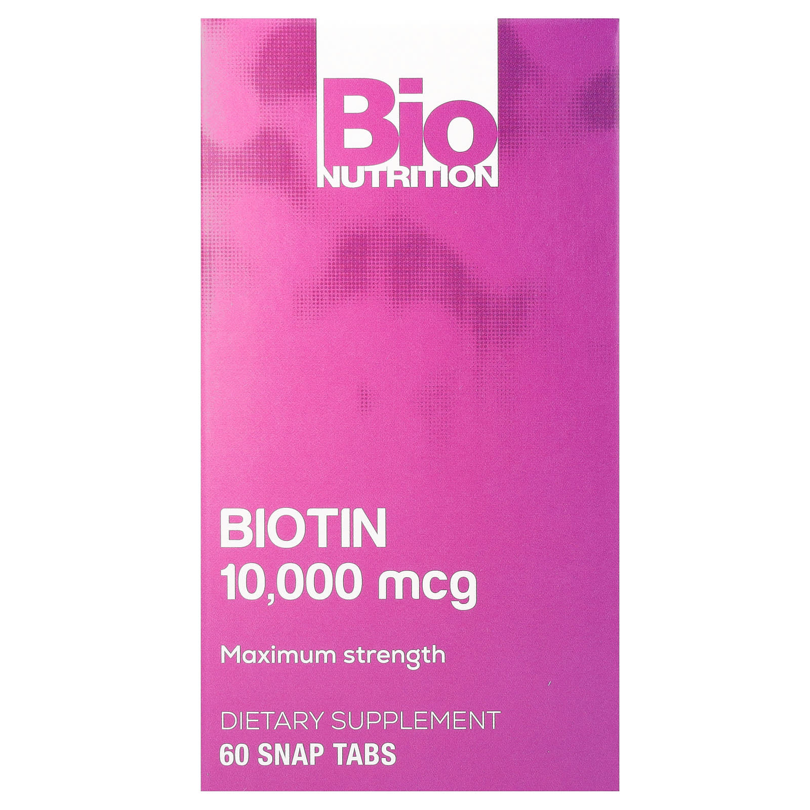 

Bio Nutrition, Biotin, Maximum Strength, 10,000 mcg, 60 Snap Tablets