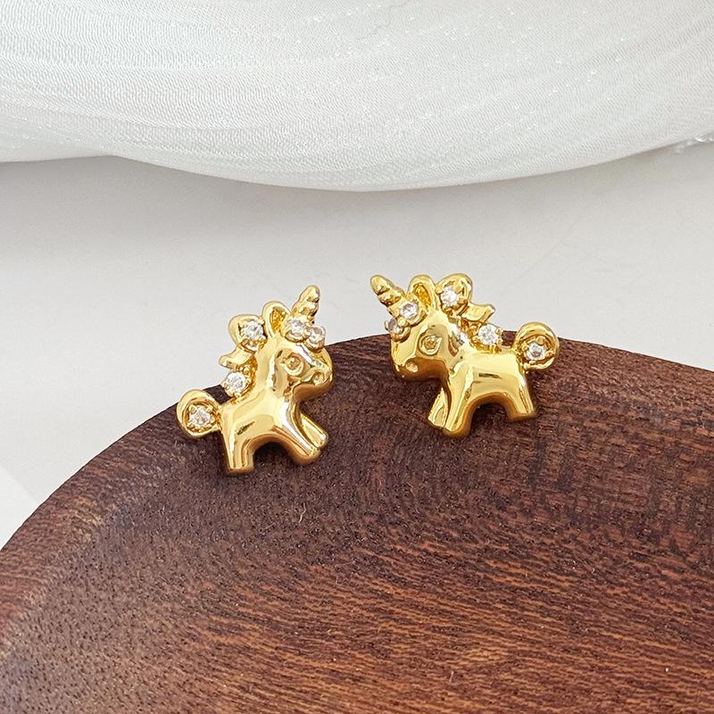Chic Unicorn Pony Stud Earrings: Niche Design, Exquisite & Cute for Women