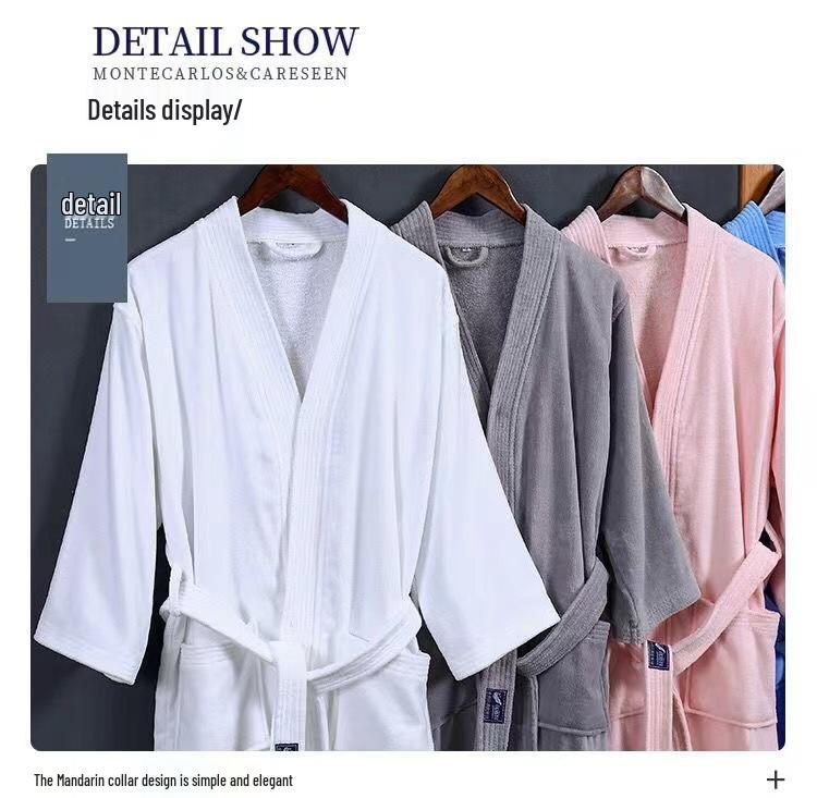 Unisex Long Pure Cotton Terry Bathrobe – Absorbent, Quick-Dry, Thickened for Men and Women.