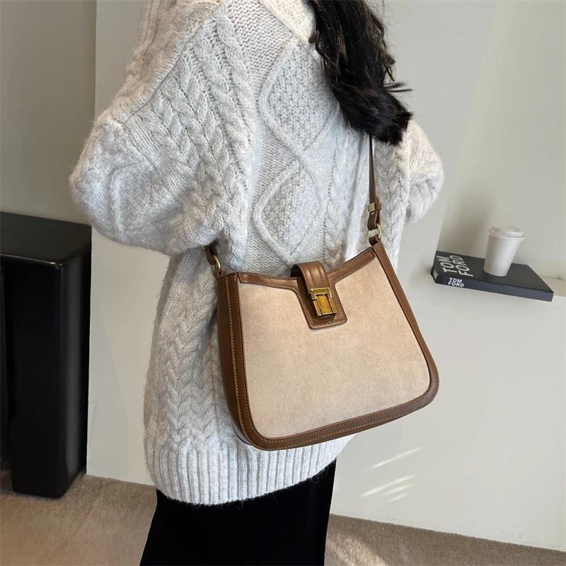 Retro Feminine Shoulder Bag Monochromatic Crossbody Bags Luxury Feminine Bags Simple and Elegant High Quality Korean Style New