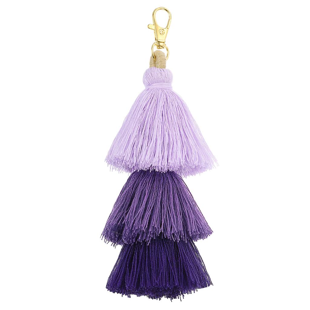 Tri-Layered Tassels 6.7Inch Tassel Bag Charm Bohemian Keychains Handmade Tassel Keychain for DIY Projects