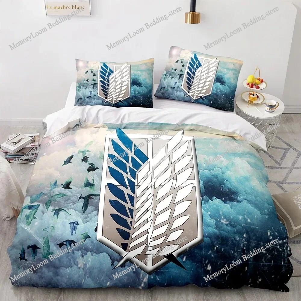 Home Textile Cartoons A-Attack O-On T-Titans Cover Duvet Cover Pillow Case Boy Girl Polyester Bedding Set King Q-Queens Twin Size
