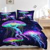3pcs Colorful Jellyfish Bedding Set - Includes One Quilt Cover and Two Pillowcases (No Core) - Perfect for Bedroom and Guest Room Decoration