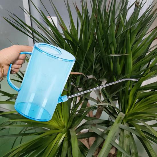 

2L Clear Watering Can Stainless Steel Long Spout Watering Pot Handheld Watering Pot with Capacity Scales for Indoor Outdoor Plants сірий