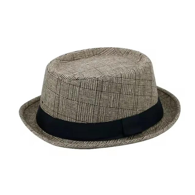 Klobouk Nový Britský Francouzský Károvaný Pánský Retro Klobouk Jaro a Podzim Konkávně-konvexní Vrchol Módní Jazzový Klobouk
