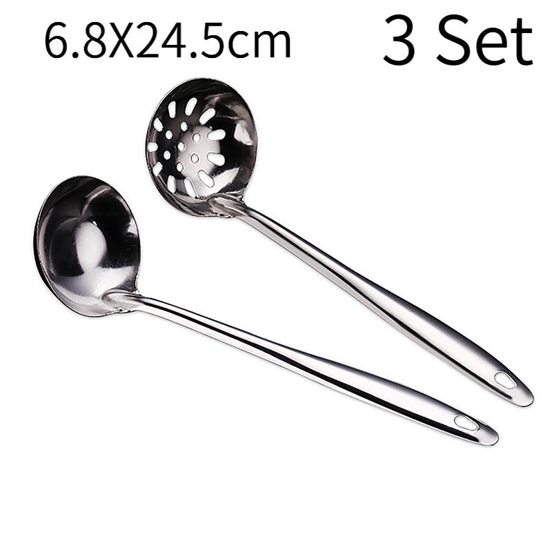 1/3PCS Korean Stainless Steel Thickening Spoon Creative Long Handle Hotel Hot Pot Spoon Soup Ladle Home Kitchen Essential Tools