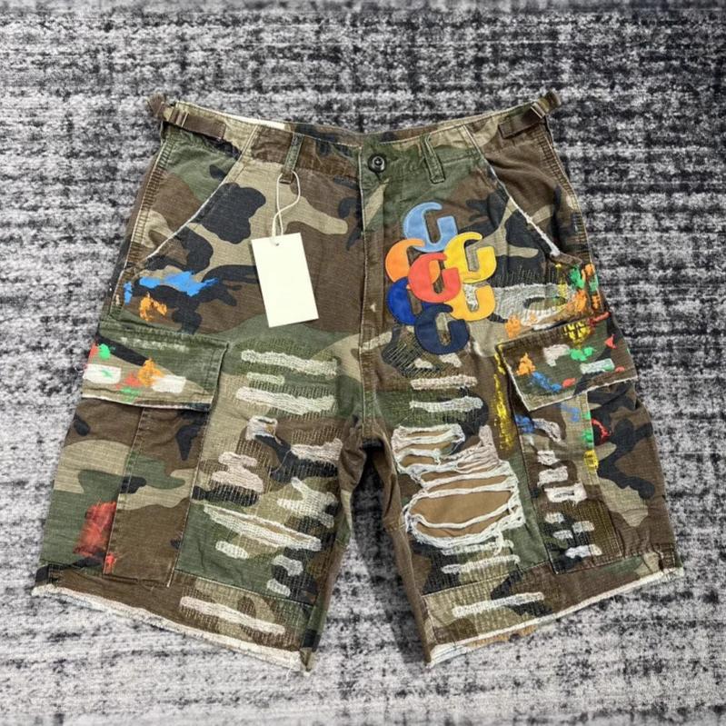

Unisex Vintage Camouflage Denim Shorts Y2K Men Women Monogram Patchwork Embroidery Baggy Shorts Low Waist Pants Casual Shorts 38