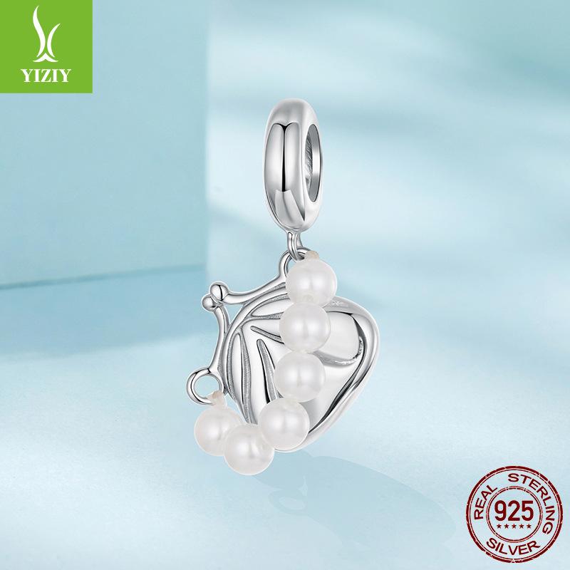 

S925 Sterling Silver Bead Handbag Pendant Jewelry Accessories Elegance Temperament Charm Beads
