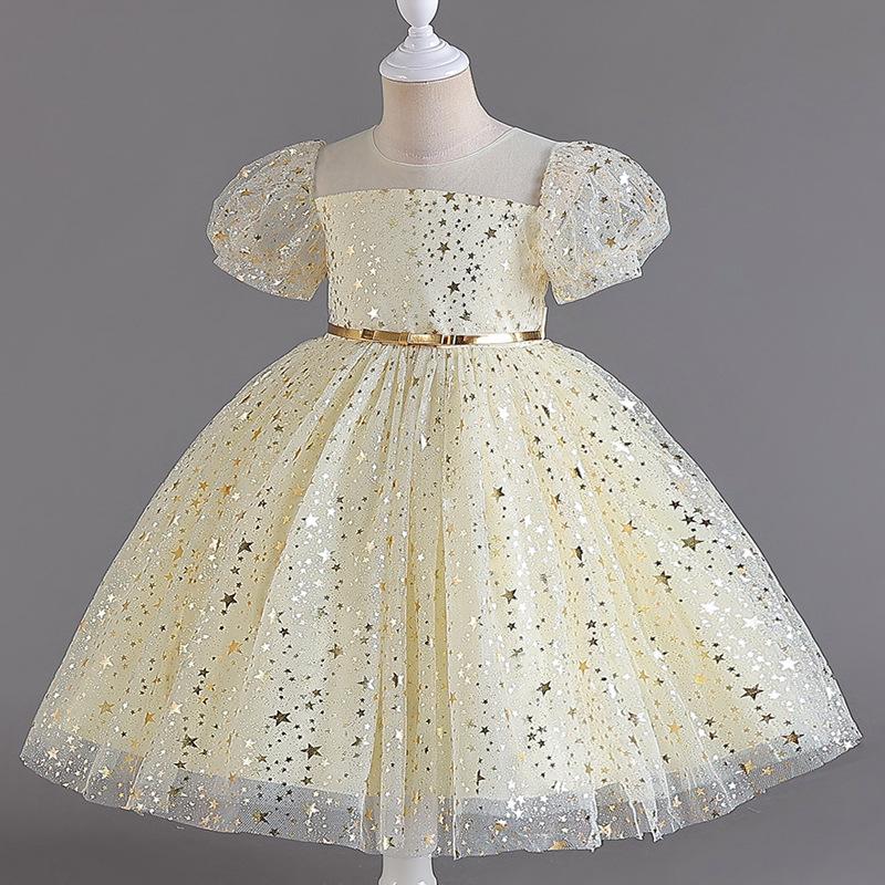 Pailletten Puffärmel Kleid für Mädchen - Babys erster Geburtstag Hochzeit und Abendkleid