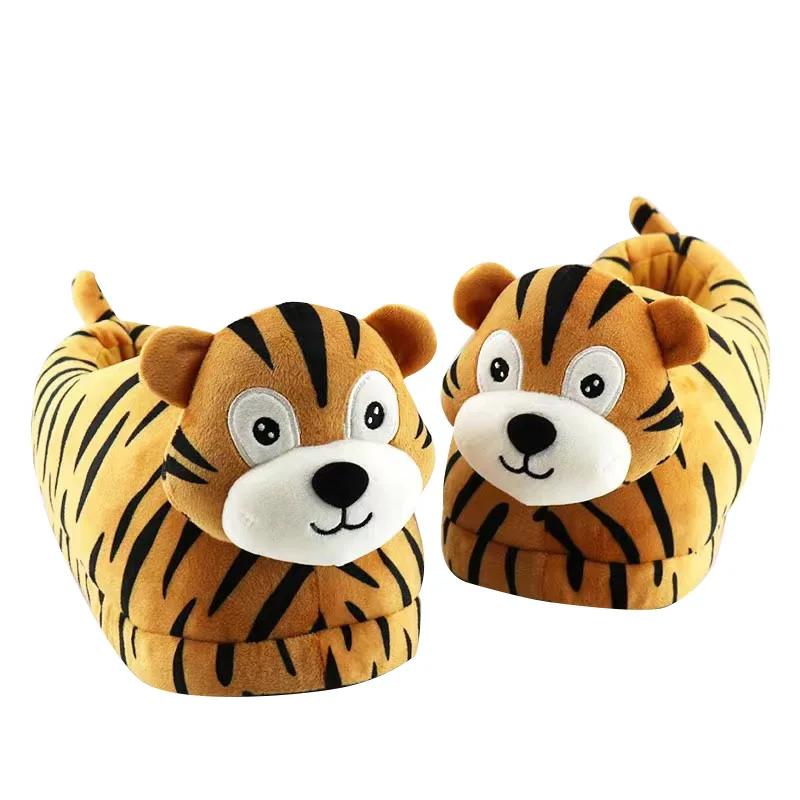 

Роскошные осенне-зимние новые плюшевые хлопковые тапочки с изображением головы тигра для пар, нескользящая хлопковая обувь на толстой подошве 36-41 26CM тигровый