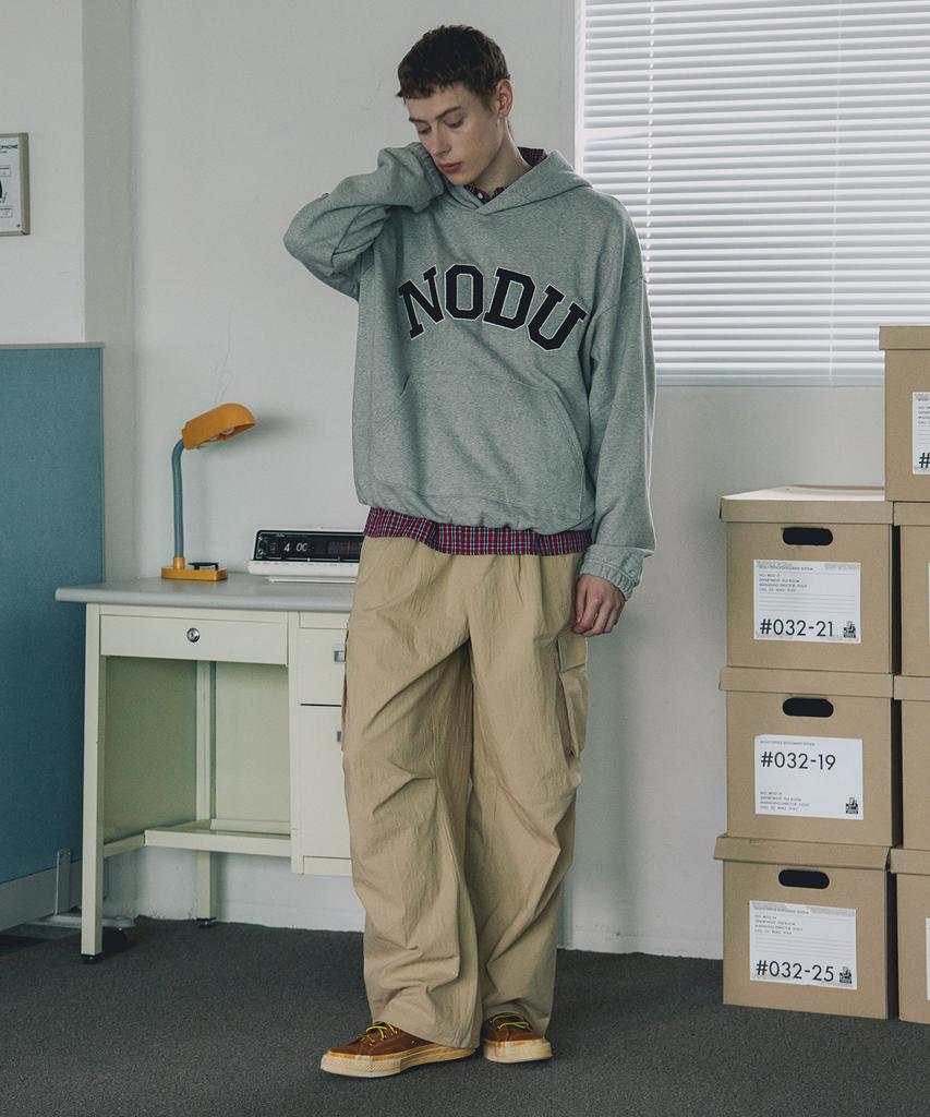 NODU Cargo Tuck Drawstring Wide-Leg Pants [Beige]
