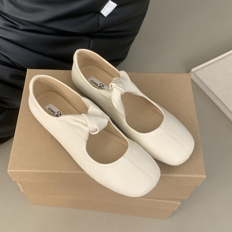 Fashion SUOJIALUN Spring New Women Flat Heel Mary Jane Shoes Fashion Round Toe Shallow Ladies Single Shoes Outdoor Dress Ballet Sheos