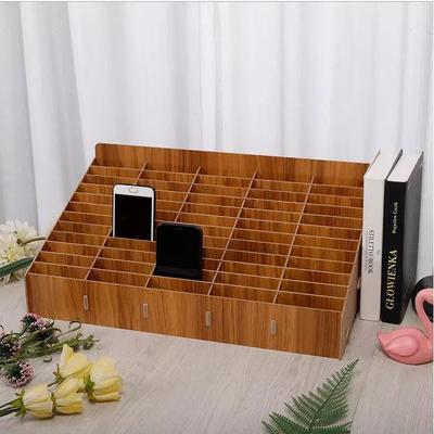 Classroom & Meeting Room Multi-Compartment Wooden Phone Storage Shelf