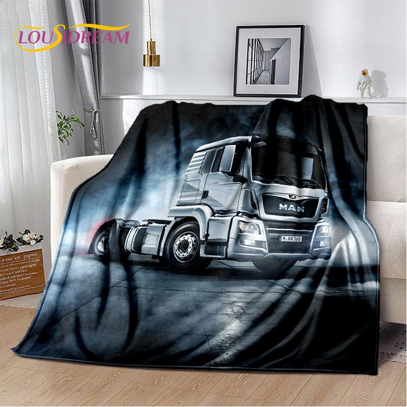 HD Man Truck Lorry 3D Printing Soft Flannel Blankets,Throw Blanket Comfortable Blanket for Picnic Beds Sofa Home Bedroom Gifts