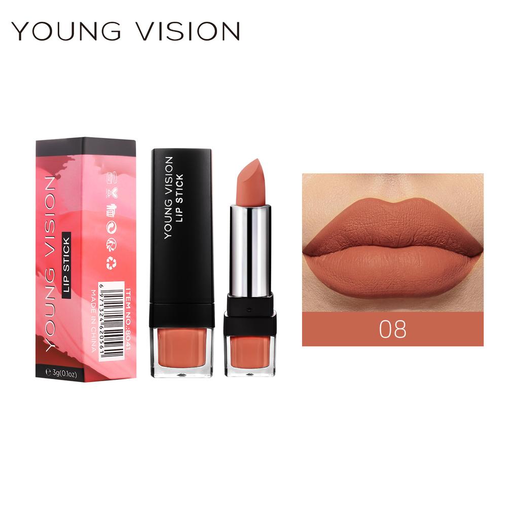 YOUNG VISION Mute and dry 12 color single lipstick Velvet non-stick cup lip balm