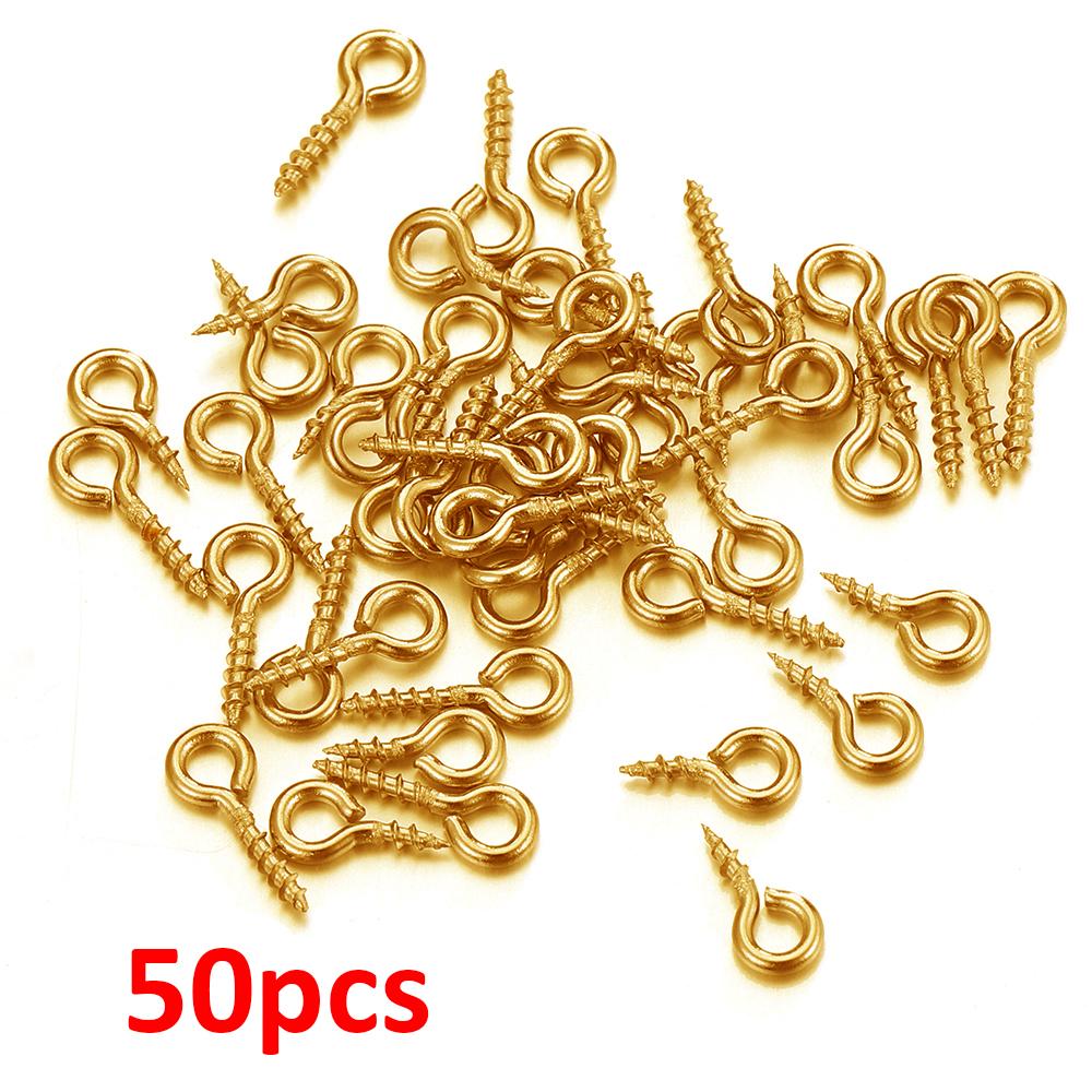50pcs/100pcs Stainless Steel Small Tiny Eye Pins Eyepins Eyelets Screw Gold Color Clasps Hooks for DIY Jewelry Making Findings