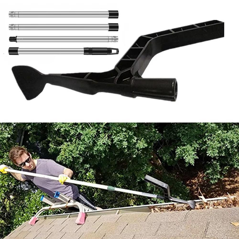 Telescopic Portable Gutter Cleaning Brush Leaf Roofing Detachable Guard  Clean Behind Skylights